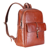 Large Deep Tan Vintage Leather Laptop Rucksack